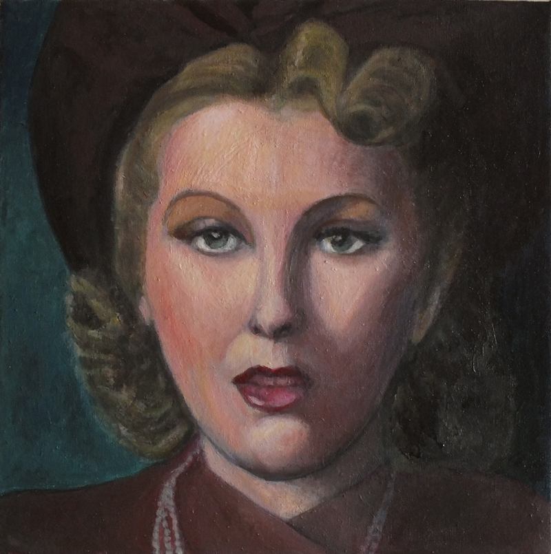 Vanna Vanni attrice italiana anni '30 e '40, cinema italiano anteguerra. Ritratto a olio di Vanna Vanni
